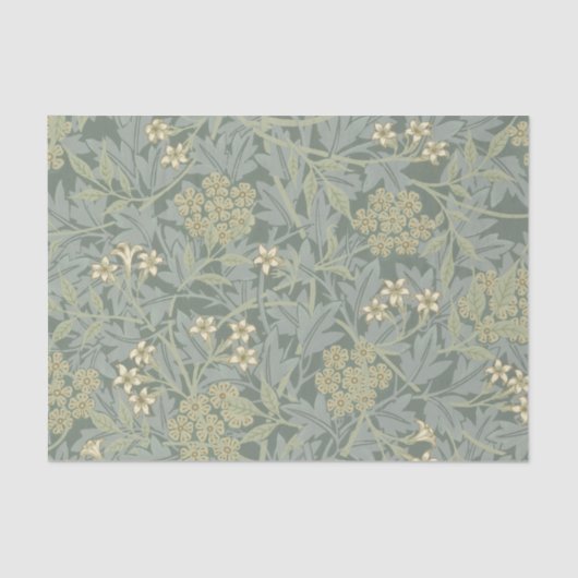 William Morris Jasmine Blue Green Botanical Art 薄葉紙 (正面)