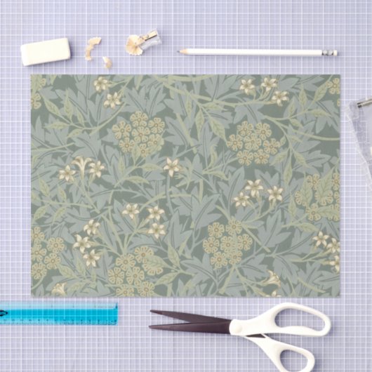 William Morris Jasmine Blue Green Botanical Art 薄葉紙 (クラフト)