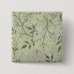 William Morris Jasmine Flower Wallpaper Art 缶バッジ