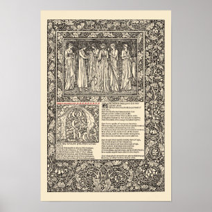 William Morris Kelmscott Press Chaucer Page ポスター