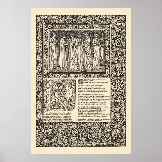 William Morris Kelmscott Press Chaucer Page ポスター (正面)