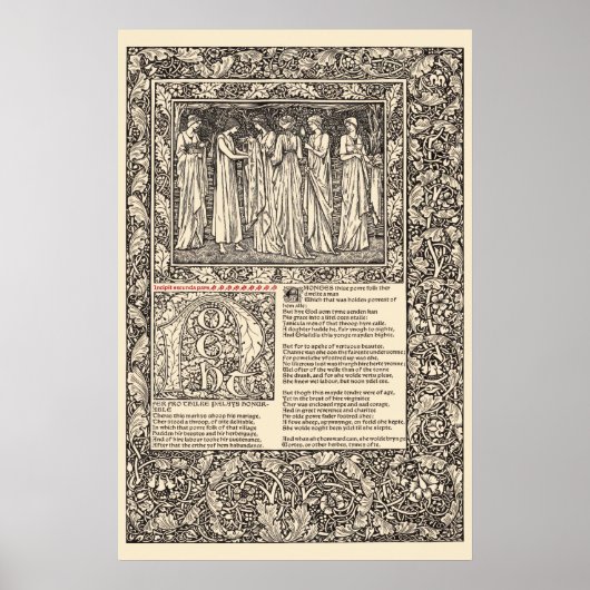 William Morris Kelmscott Press Chaucer Page ポスター (正面)