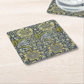 William Morris Kennetフローラ壁紙ブルー スクエアペーパーコースター (アングル)