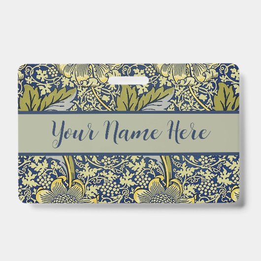 William Morris Kennetフローラ壁紙ブルー バッジ (Front)