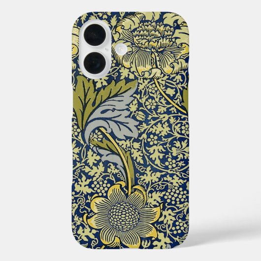 William Morris Kennetフローラ壁紙ブルー Case-Mate iPhoneケース (裏面)