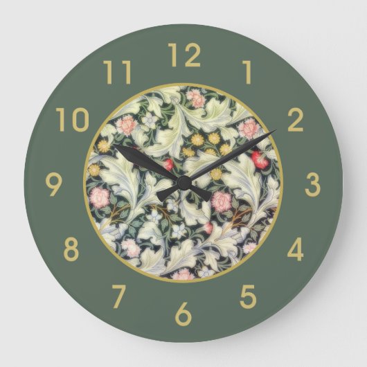 William Morris Leicester Vintage Floral ラージ壁時計 (正面)