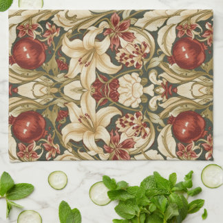 William Morris Lily and Pomegranate Floral pattern キッチンタオル