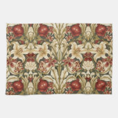 William Morris Lily and Pomegranate Floral pattern キッチンタオル (横)