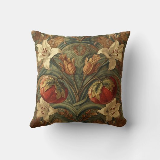 William Morris Lily and Pomegranate Floral pattern クッション (裏面)