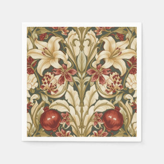 William Morris Lily and Pomegranate Floral pattern スタンダードカクテルナプキン