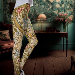 William Morris Lily Art Nouveau Floral Pattern レギンス