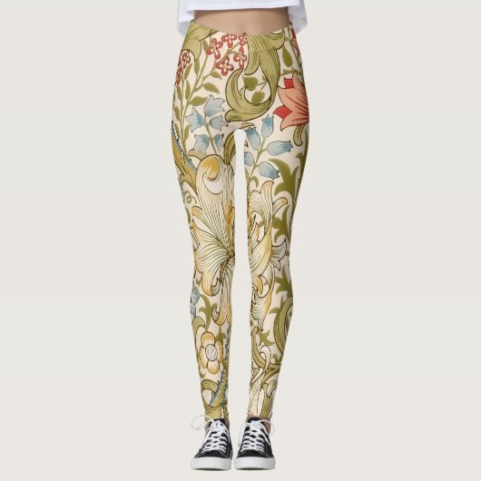 William Morris Lily Art Nouveau Floral Pattern レギンス (正面)