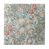 William Morris Lily Art Nouveau Floral Pattern Cer タイル (正面)