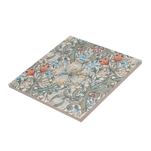 William Morris Lily Art Nouveau Floral Pattern Cer タイル (側面)