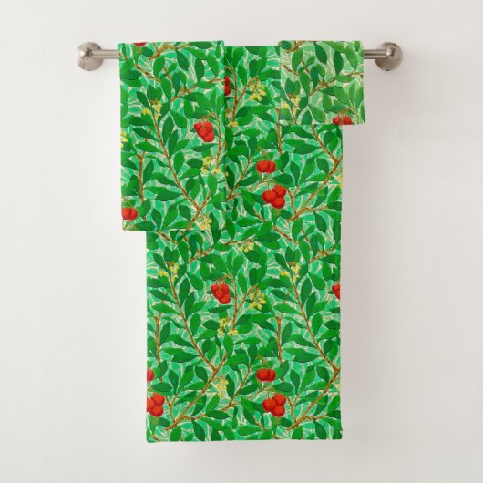 William Morris Lycheeツリーパターン、ライトグリーン バスタオルセット (インサイチュ)