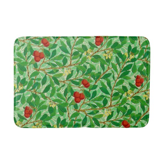 William Morris Lycheeツリーパターン、ライトグリーン バスマット (正面)