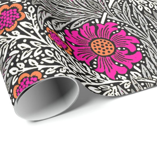 William Morris Marigoldグレーとホワイト ラッピングペーパー (ロールコーナー)