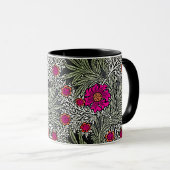 William Morris Marigoldグレーと明るい赤紫色 マグカップ (正面右)