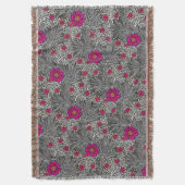 William Morris Marigoldグレーと白Th スローブランケット (正面縦)