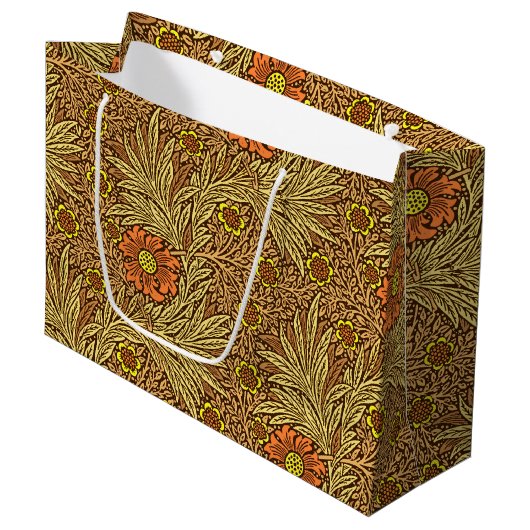 William Morris Marigold、銅褐色とオレンジ ラージペーパーバッグ (正面アングル)