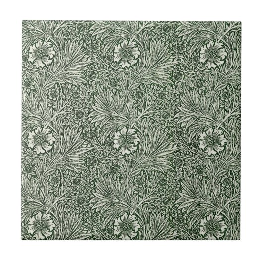 William * Morris Marigold Green and White タイル (正面)