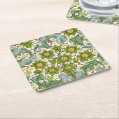 William Morris' Orchard Pattern Art Nouveau スクエアペーパーコースター (アングル)