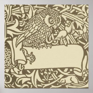 William Morris Owl Floral Vintage Design ポスター