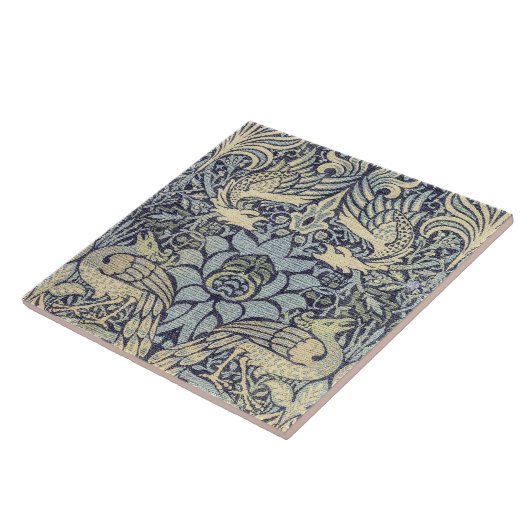 William Morris Peacock and Dragon タイル (側面)