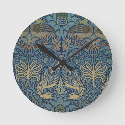 William Morris Peacock and Dragon ラウンド壁時計 (正面)