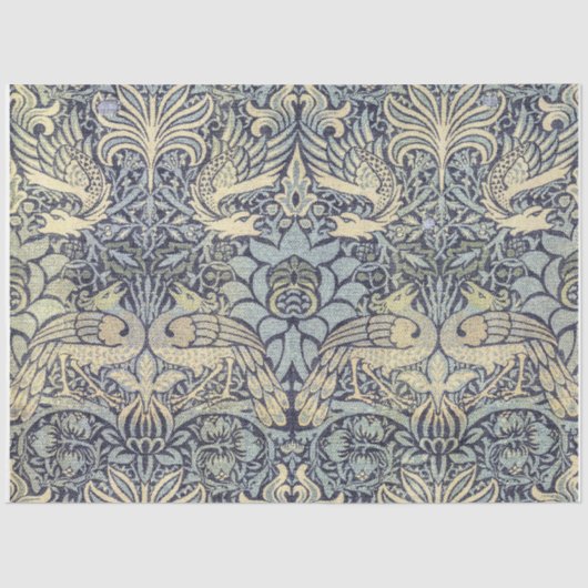 William Morris Peacock and Dragon Blue Decoupage 薄葉紙 (正面)