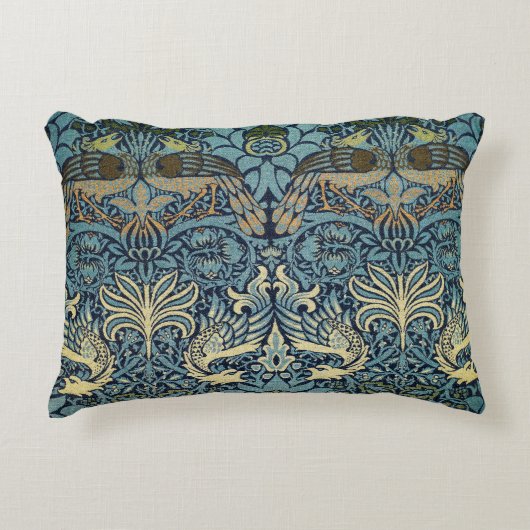 William Morris Peacock and Dragon Woven Design アクセントクッション (正面)