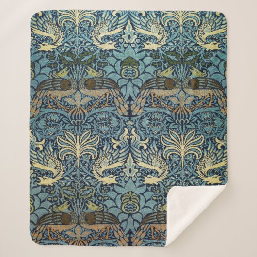 William Morris Peacock and Dragon Woven Design シェルパブランケット (正面)