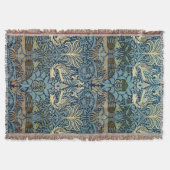 William Morris Peacock and Dragon Woven Design スローブランケット (正面)