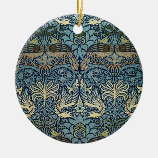 William Morris Peacock and Dragon Woven Design セラミックオーナメント (正面)