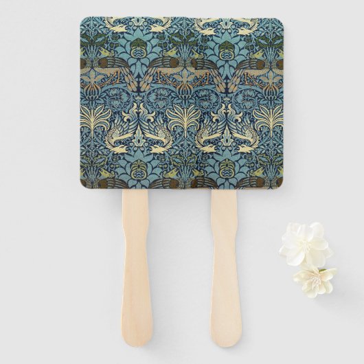 William Morris Peacock and Dragon Woven Design ハンドファン (正面&裏面)