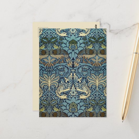 William Morris Peacock and Dragon Woven Design ポストカード (正面/裏面インサイチュ)