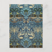 William Morris Peacock and Dragon Woven Design ポストカード (正面)