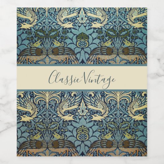 William Morris Peacock and Dragon Woven Design ワインラベル (シングルラベル)