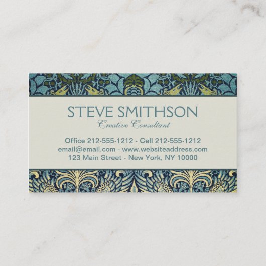 William Morris Peacock and Dragon Woven Design 名刺 (裏面)