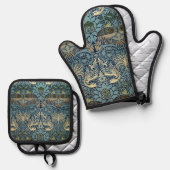 William Morris Peacock and Dragon Woven Design 鍋つかみ&鍋敷きセット (正面/裏面)