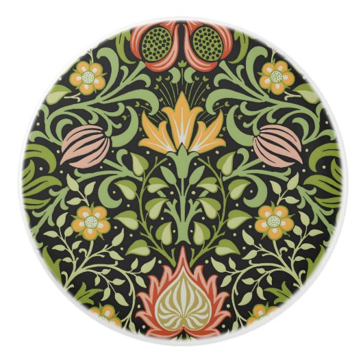 William Morris Persian Floral Botanical Design セラミックノブ (正面)