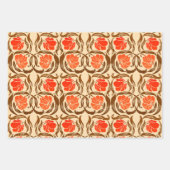 William Morris Pimpernel、グレー&レッド、ピンク、オレンジ ラッピングペーパーシート (正面3)