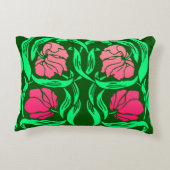 William Morris Pimpernel、コーラルピンクとグリーン アクセントクッション (裏面)
