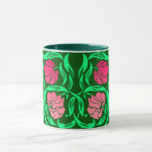 William Morris Pimpernel、コーラルピンクとグリーン マグカップ (中央)