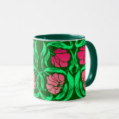 William Morris Pimpernel、コーラルピンクとグリーン マグカップ (正面右)