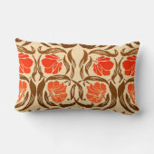 William Morris Pimpernel、マンダリンオレンジ&ブラウン ランバークッション (裏面)