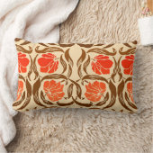 William Morris Pimpernel、マンダリンオレンジ&ブラウン ランバークッション (ブランケット)