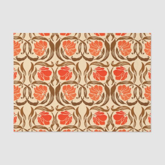 William Morris Pimpernel、マンダリンオレンジ&ブラウン 薄葉紙 (正面)