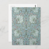 William Morris - Pimpernel：青と緑の花 ポストカード (正面/裏面)