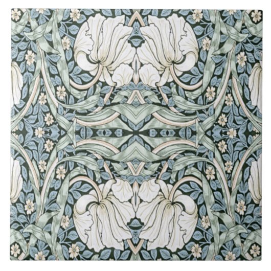 William Morris Pimpernel Blue Intricate Pattern  タイル (正面)
